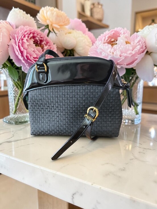 Salvatore Ferragamo Handbags - Salvatore Ferragamo Black Vitello Calfskin Leather & Viscose Woven